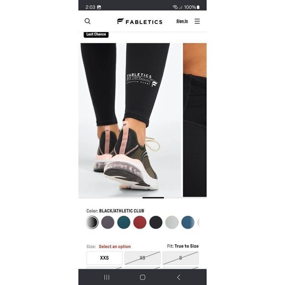 New Women's Size XL Short Fabletics Motion 365 Black Trinity High Waist Leggings - Picture 3 of 9